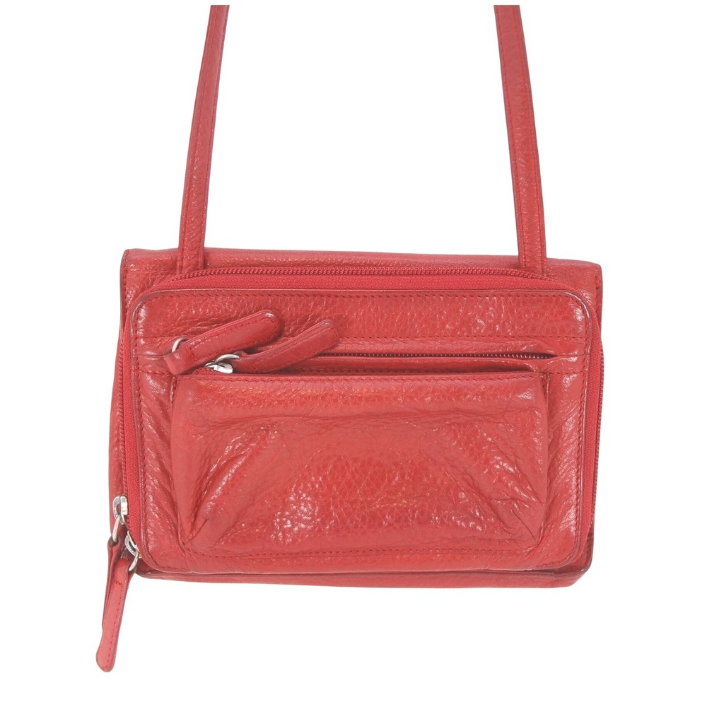 Osgoode Marley Crossbody Wallet Bag Small Red Excellent Pebbled Leather